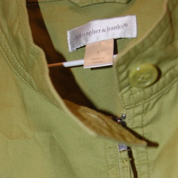 CHRISTOPHER & BANKS Women's Lime Green Zipper Jacket Size Large - Picture 6 of 7